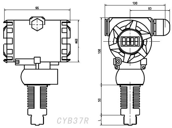 CYB37R高温防爆压力变送器外形尺寸